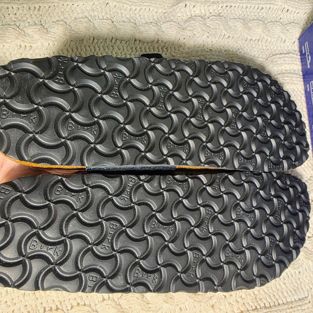 Birkenstock Gizeh Navy Blue Metallic Snake Toe Post Sandals 43 Women 12 NIB - Picture 4 of 5